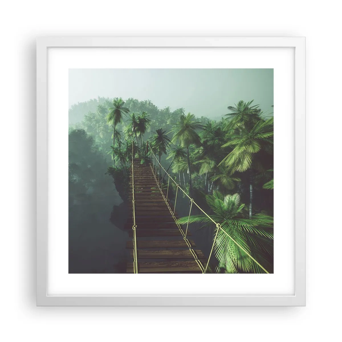 Plagát v bielom ráme - Pri vodopáde zelene - 40x40 cm