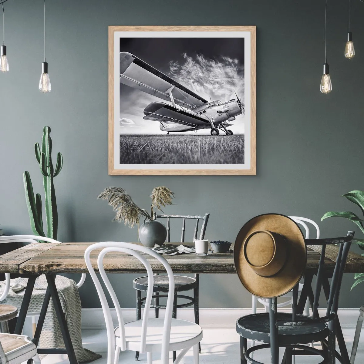 Plagát v ráme zo svetlého duba - Okrídlený pútnik - 50x50 cm