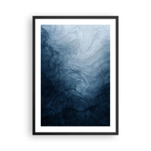 Plagát v čiernom ráme - Abstraktná kompozícia v odtieňoch námorníckej modrej - 50x70cm - Siahnuť do hlbín - Moderná nástenná dekorácia do obývacej izby a spálne ARTTOR