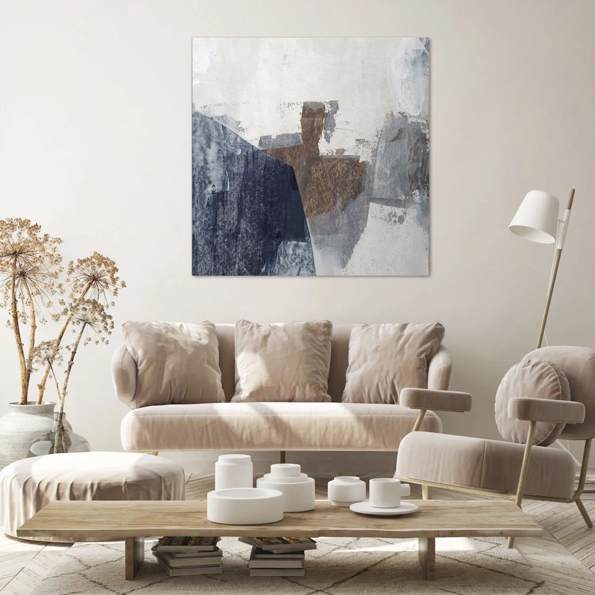 Obraz na plátne - Modro-hnedé tvary - 60x60 cm