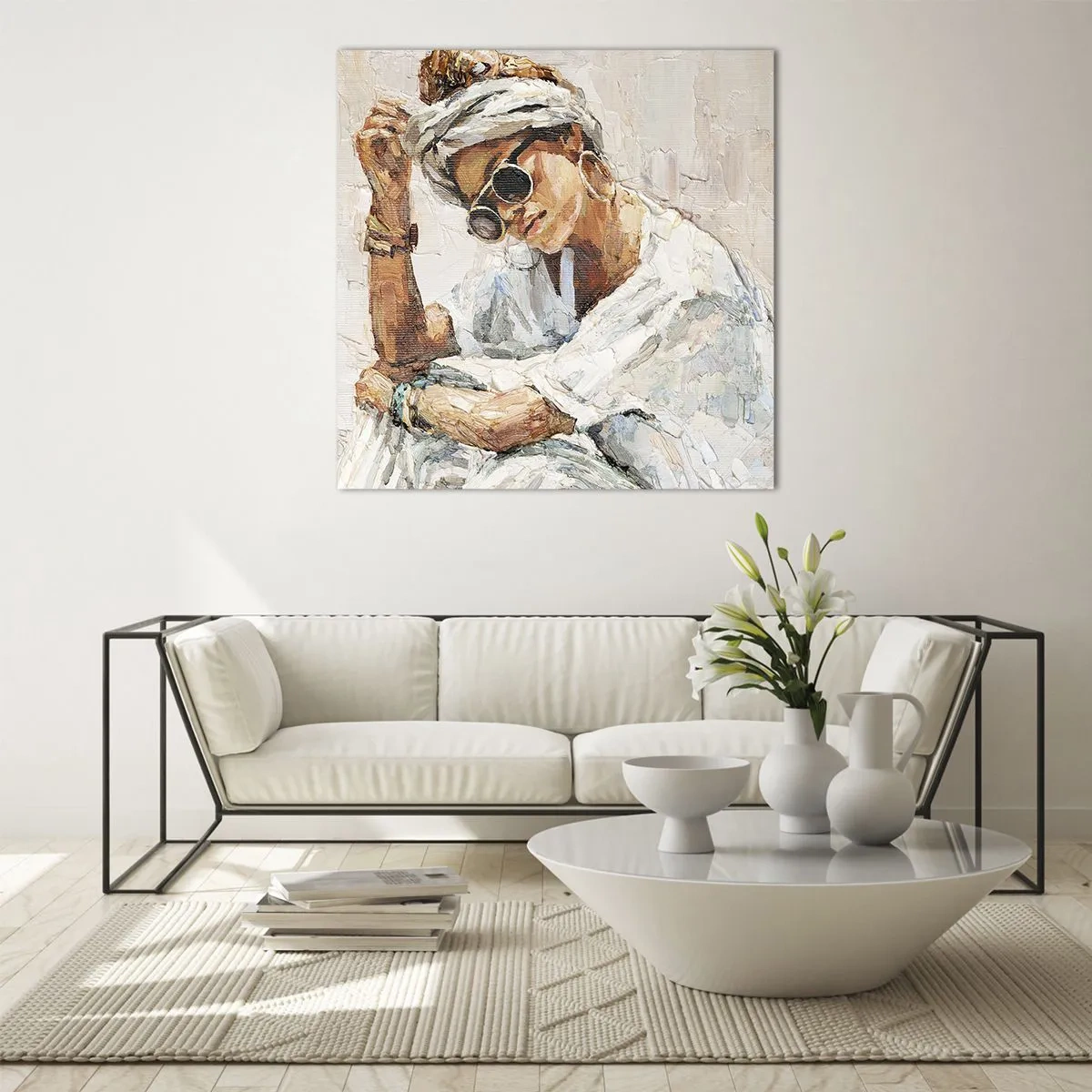 Obraz na skle - Portrét v plnom slnku - 70x70 cm