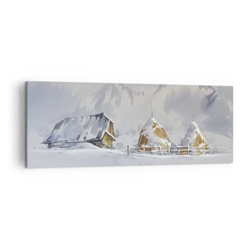 Obraz na plátne - V zasneženom údolí - 140x50 cm