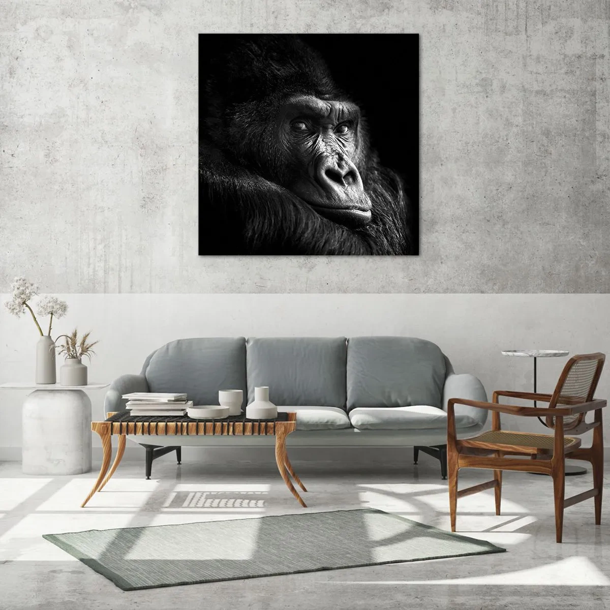 Obraz na skle - Na čo sa tak pozeráš? - 60x60 cm