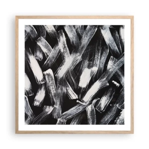 Plagát v ráme zo svetlého duba - Abstrakcia v industriálnom duchu - 60x60 cm