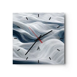 Nástenné hodiny - Biele a modré vlny - 30x30 cm
