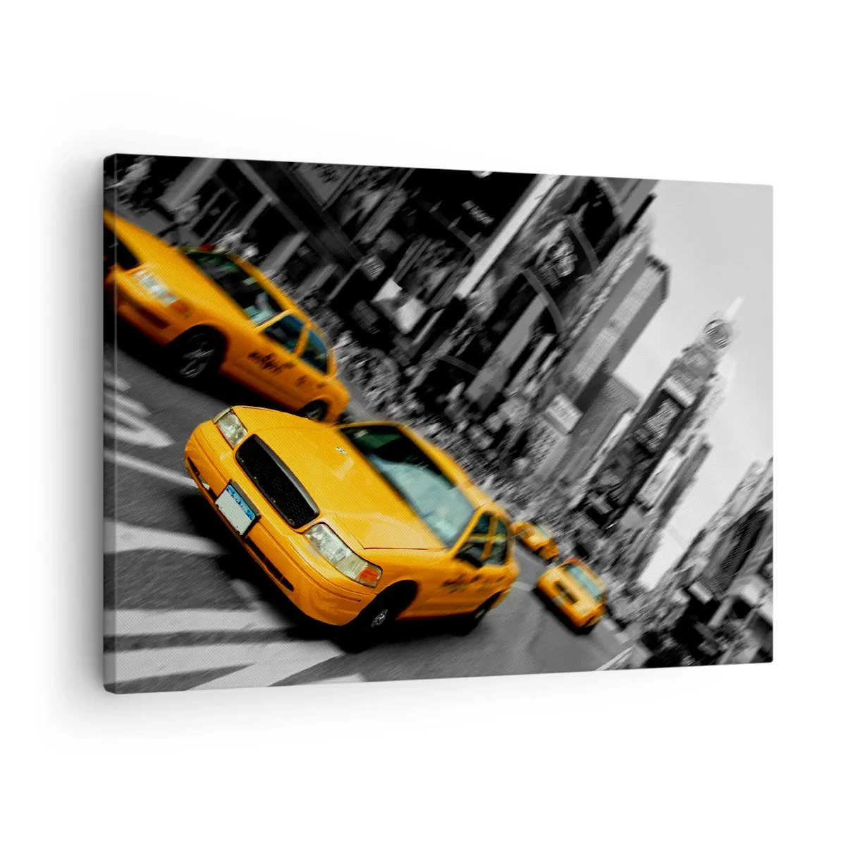 Obraz na plátne - Žlté taxíky na rušnej križovatke mesta - 70x50cm - Newyorské kvapky slnka - Moderná nástenná dekorácia do obývacej izby a spálne ARTTOR
