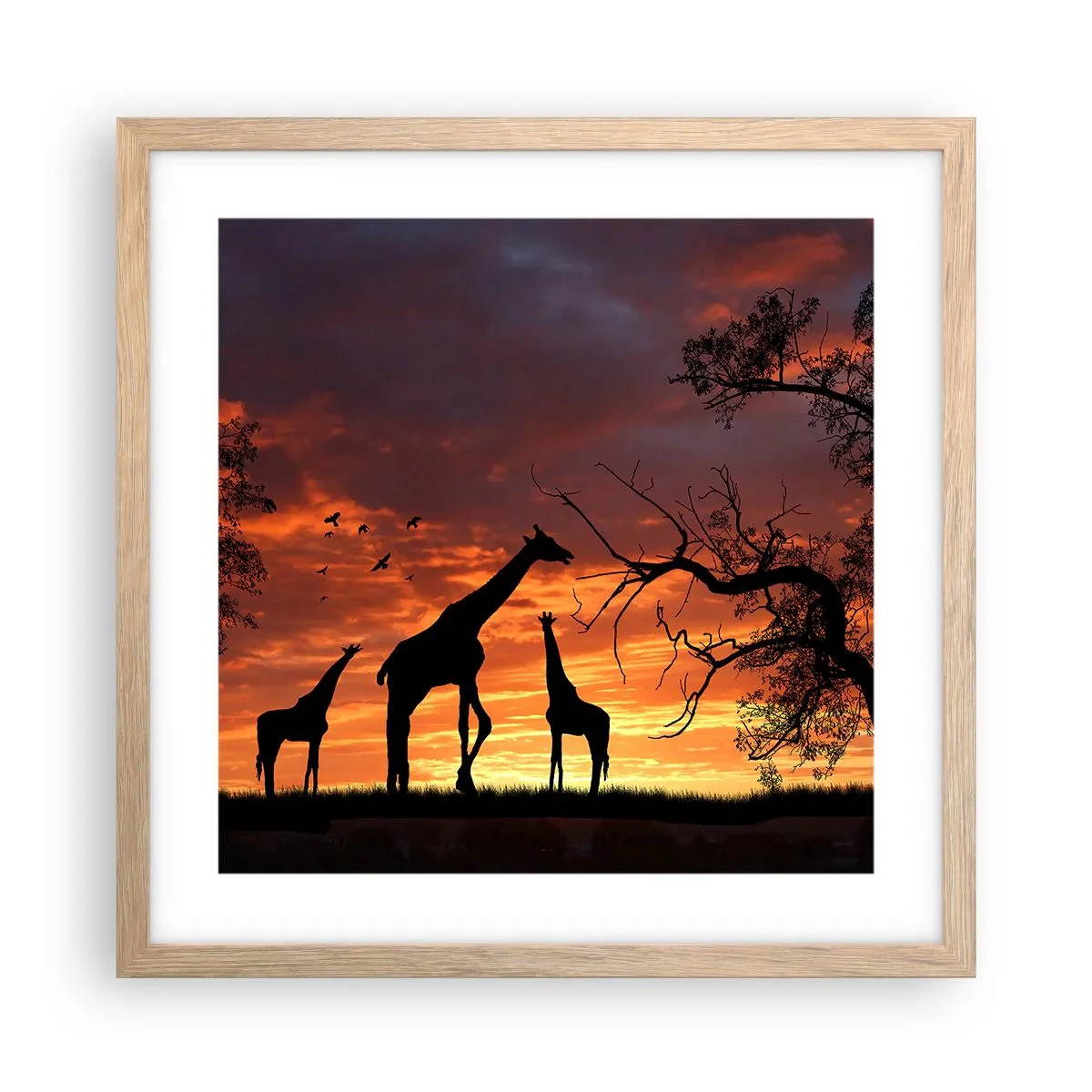 Plagát v ráme zo svetlého duba - Malá večera v kruhu najbližších - 40x40 cm