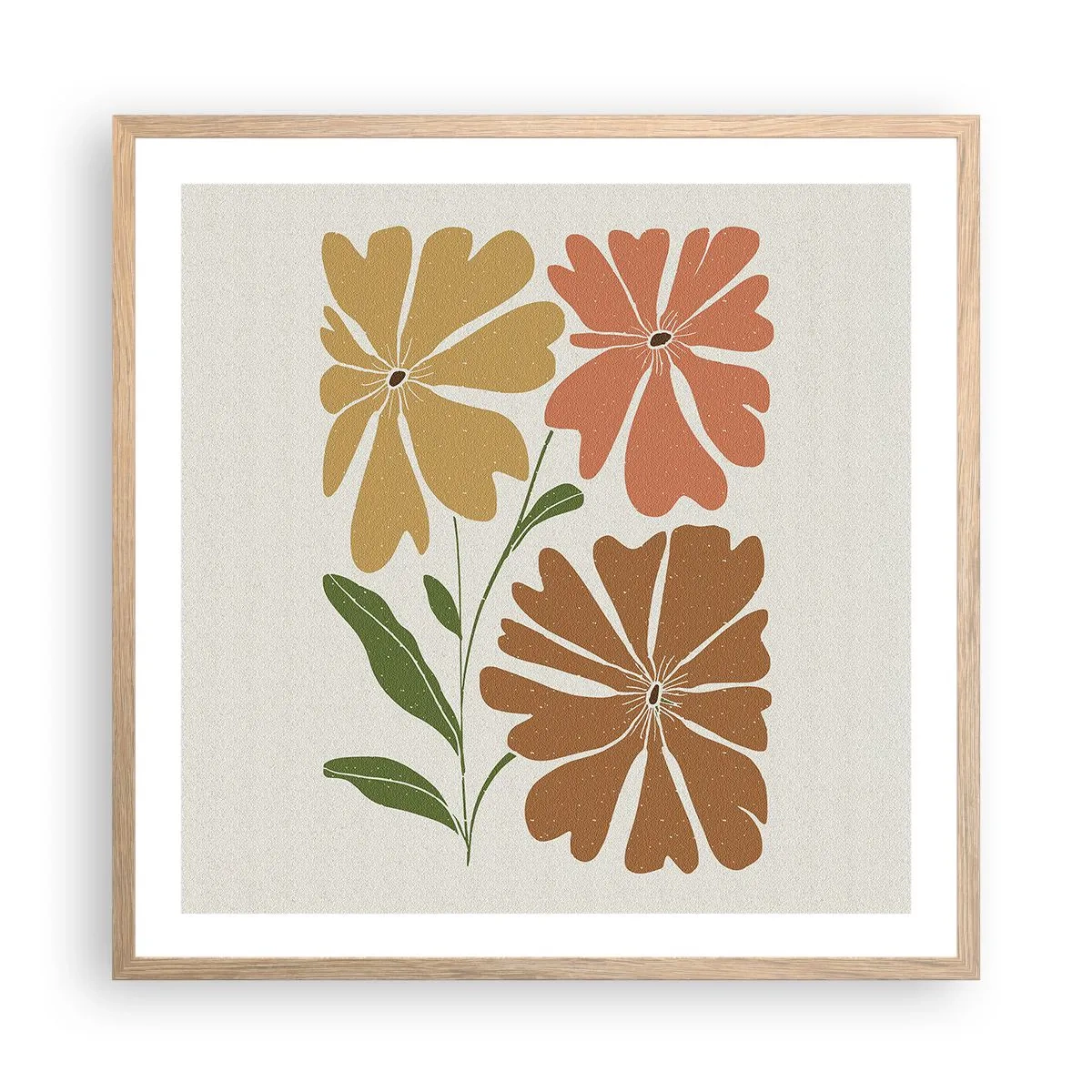 Plagát v ráme zo svetlého duba - Príroda a geometria - 60x60 cm