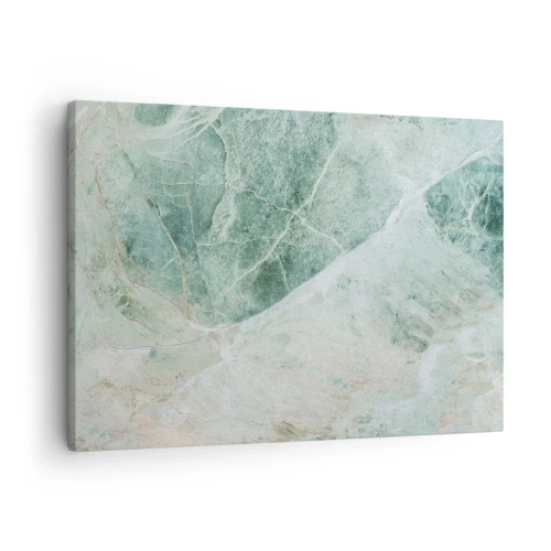 Obraz na plátne - Zelený mramor s jemnými bielymi žilami - 70x50cm - Vznešený chlad kameňa - Moderná nástenná dekorácia do obývacej izby a spálne ARTTOR