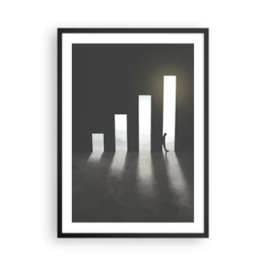 Plagát v čiernom ráme - Symbolické dvere v tvare grafu s obrázkom - 50x70cm - Úspech – impresia - Moderná nástenná dekorácia do obývacej izby a spálne ARTTOR
