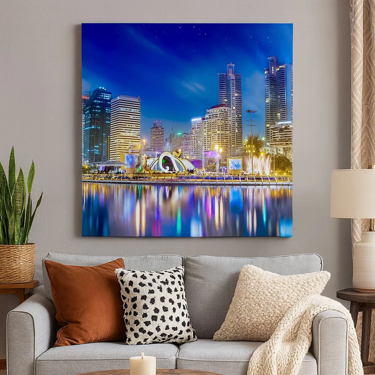 Obraz na plátne - Dúhová noc metropoly - 30x30 cm