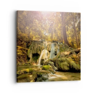 Obraz na plátne - Lesný vodopád v zeleni - 40x40 cm