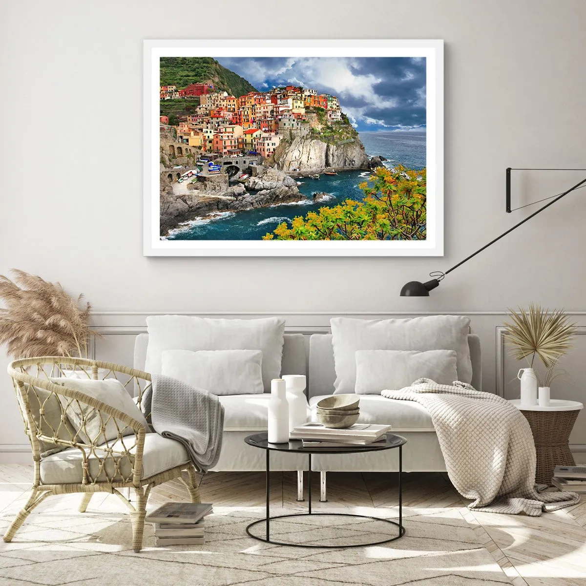 Plagát v bielom ráme - Hromádka pritúlená k skalám - 70x50 cm