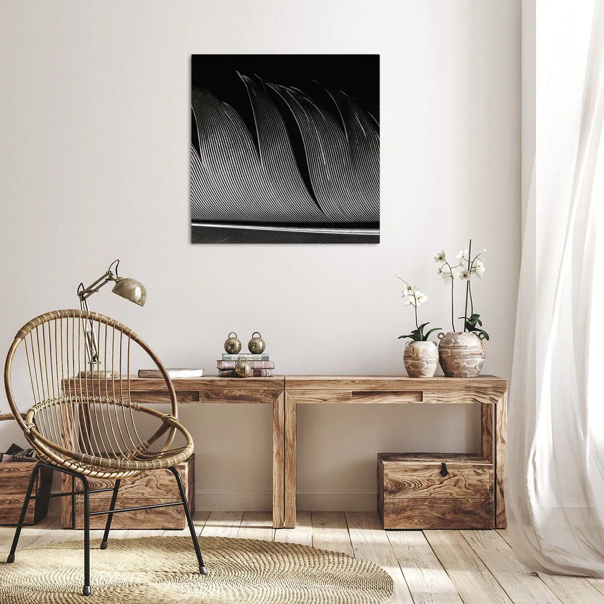 Obraz na plátne - Perie – nádherná konštrukcia - 30x30 cm