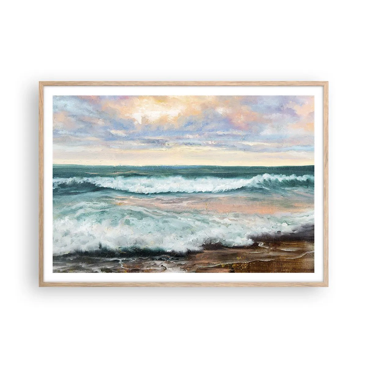 Plagát v ráme zo svetlého duba - Tu uhladíš dušu - 100x70 cm