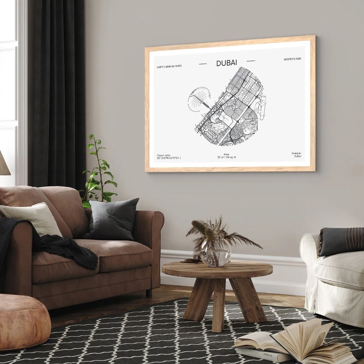 Plagát v ráme zo svetlého duba - Anatómia Dubaja - 100x70 cm