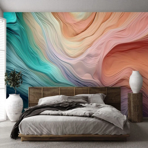 Fototapeta Premium Canvas - Dúhová vlna - Pastely, Abstrakcia, textúra - 250x175 cm