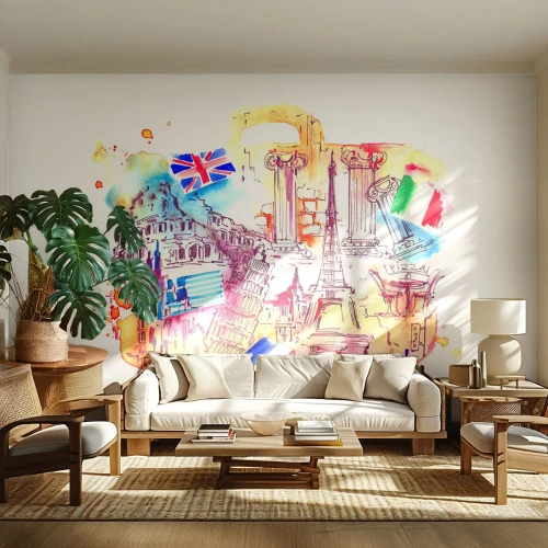 Fototapeta Premium Sand - Európske turné - Abstrakcia, Cestuje, Kufor - 100x70 cm