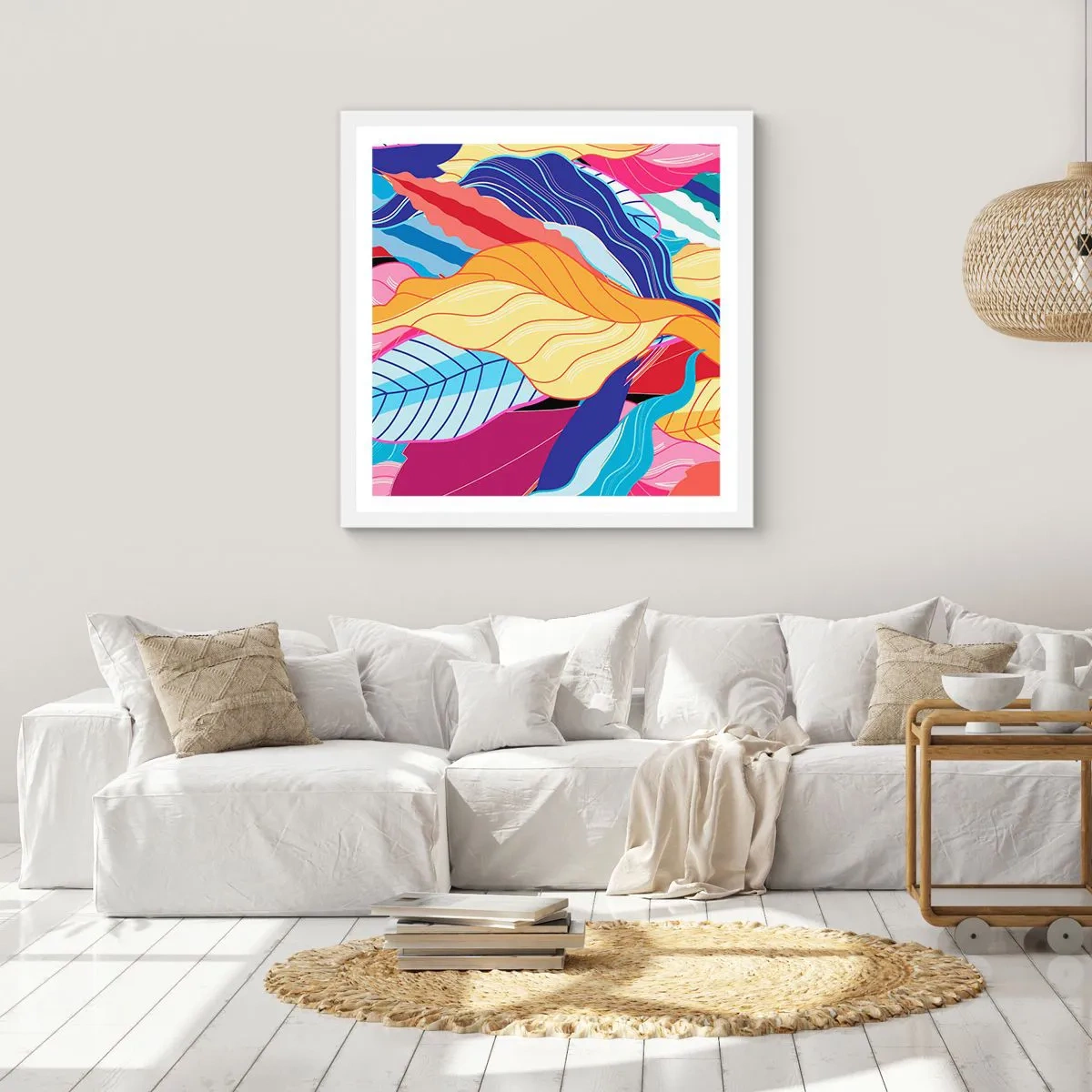 Plagát v bielom ráme - Farebný neporiadok - 60x60 cm