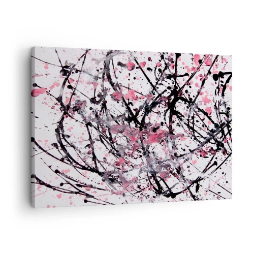 Obraz na plátne - Abstraktný vzor v odtieňoch ružovej, čiernej a bielej - 70x50cm - Pominuteľná povaha života - Moderná nástenná dekorácia do obývacej izby a spálne ARTTOR