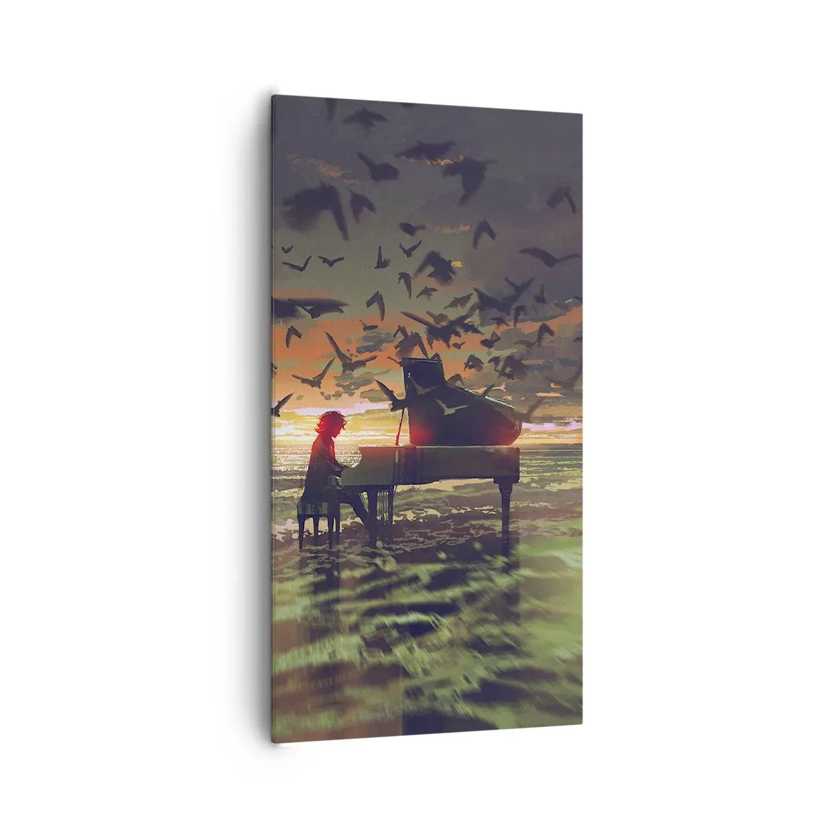 Obraz na plátne - Koncert na piano a vlny - 65x120 cm