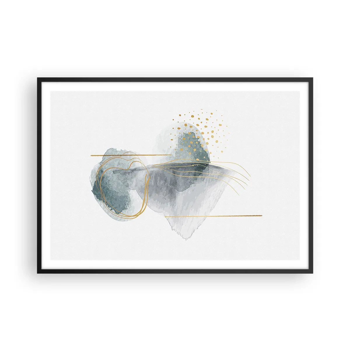 Plagát v čiernom ráme - O vzťahu medzi šedou a zlatou - 100x70 cm