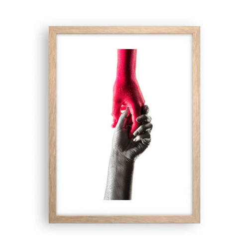 Plagát v ráme zo svetlého duba - Spolu aj keď sme odlišní - 30x40 cm