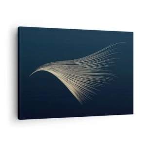 Obraz na plátne - Jemná čiara podobná pierku na tmavomodrom pozadí - 70x50cm - Ako anjelské vlasy - Moderná nástenná dekorácia do obývacej izby a spálne ARTTOR