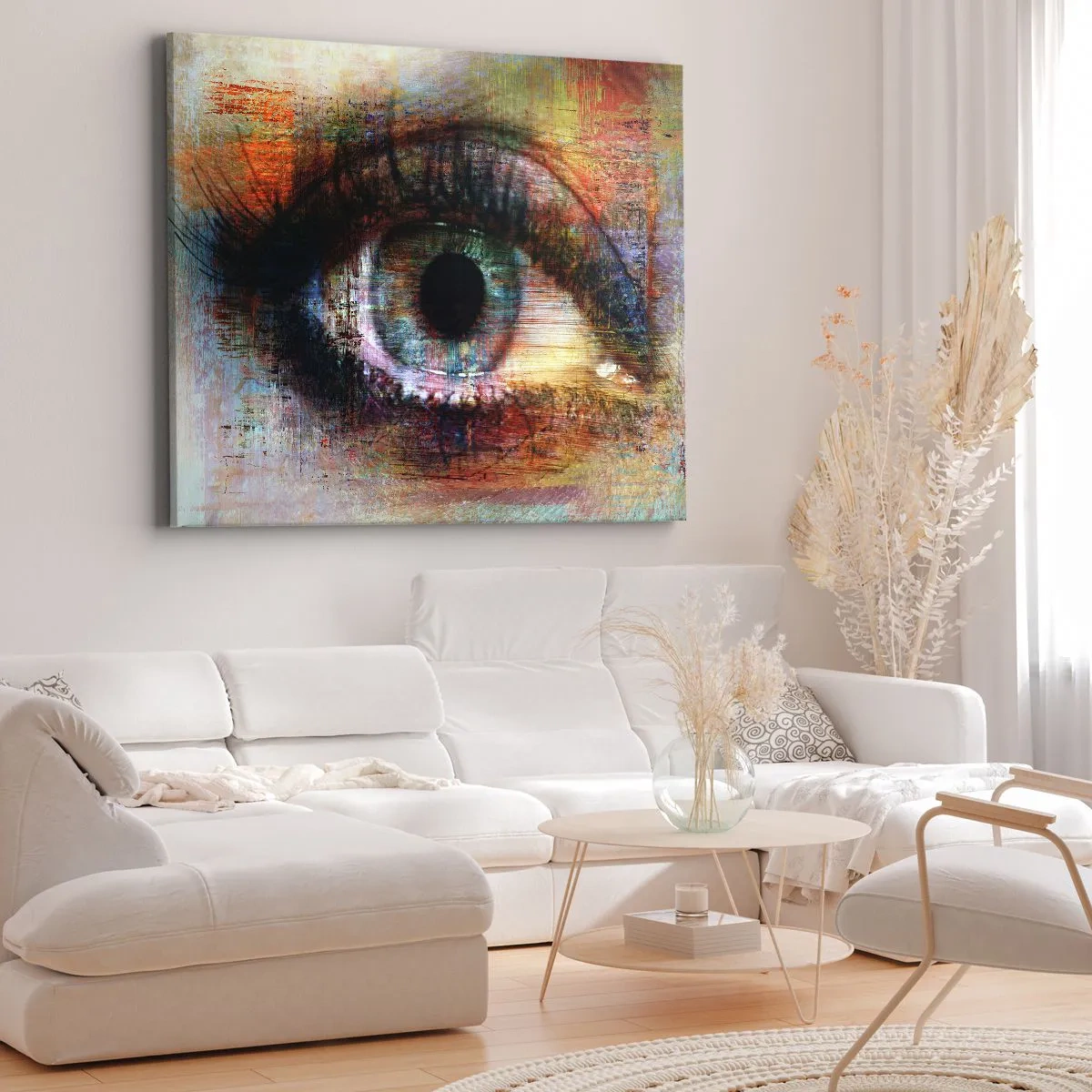 Obraz na plátne - Umelecké oko vo viacfarebnej abstrakcii - 70x50cm - Možno sa pozrieť do duše - Moderná nástenná dekorácia do obývacej izby a spálne ARTTOR