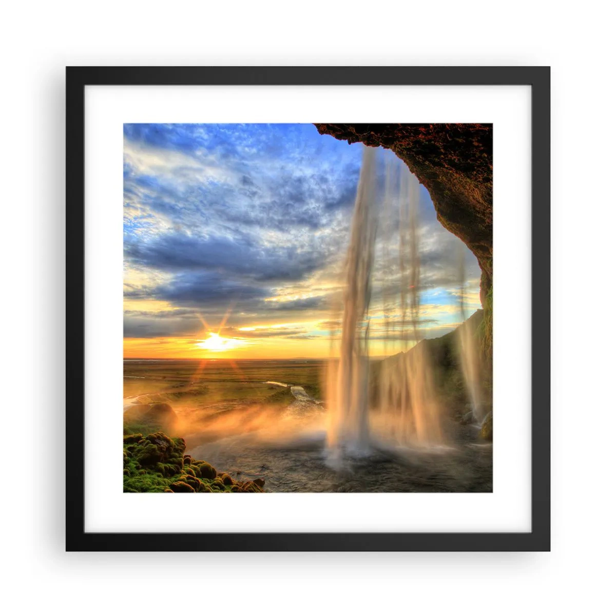 Plagát v čiernom ráme - Svet za závojom kvapiek  - 40x40 cm