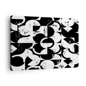 Obraz na plátne - Abstraktný čiernobiely geometrický vzor s vintage efektom - 70x50cm - Biele je biele a čierne čierne - Moderná nástenná dekorácia do obývacej izby a spálne ARTTOR
