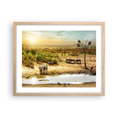 Plagát v ráme zo svetlého duba - „Z raja opäť pramenila rieka…“ - 50x40 cm