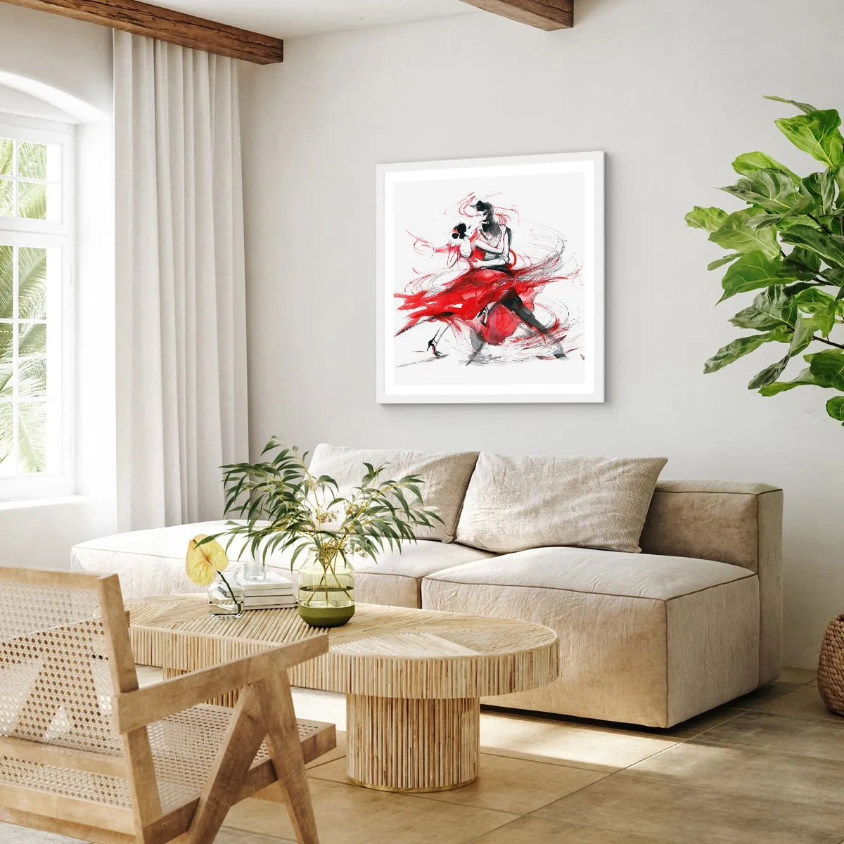 Plagát v bielom ráme - Tango - rytmus náruživosťou - 60x60 cm