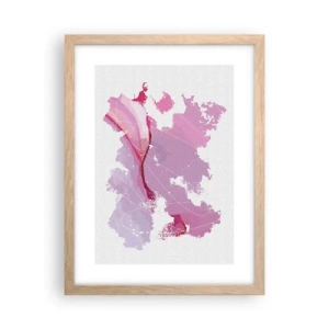 Plagát v ráme zo svetlého duba - Mapa ružového sveta - 30x40 cm