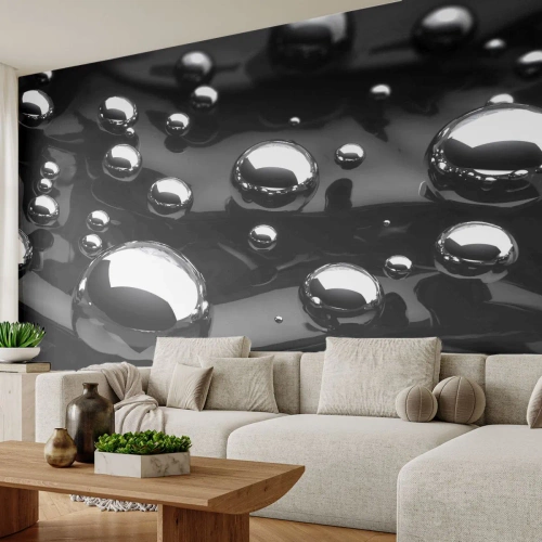 Fototapeta na mieru Premium Sand - Z čiernej tône - Abstrakcia, Chrómové gule, 3D