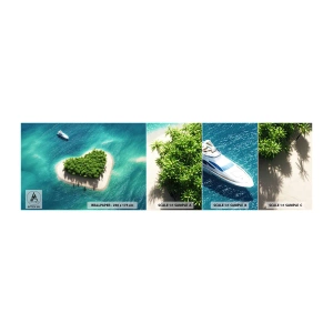Vzorka samolepiacej fototapety Deluxe Sticker - Milujem leto - Krajina, Ostrov V Oceáne, Jachta - 100x30 cm