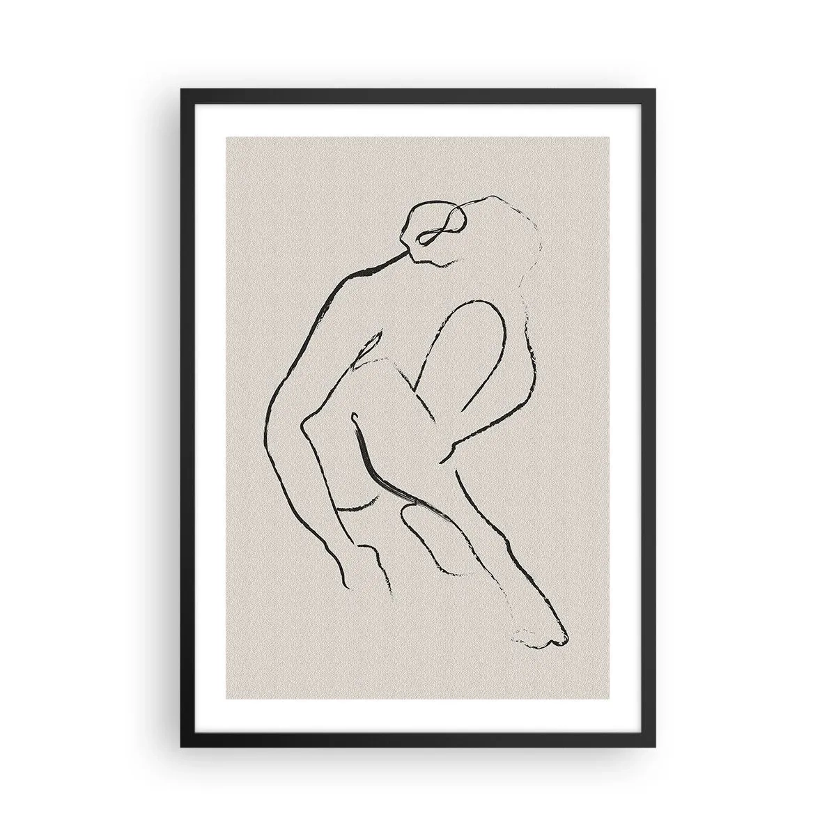 Plagát v čiernom ráme - Minimalistický náčrt ženskej siluety - 50x70cm - Intímna skica - Moderná nástenná dekorácia do obývacej izby a spálne ARTTOR