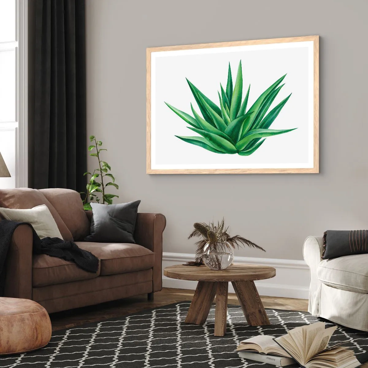 Plagát v ráme zo svetlého duba - Zelená – sila – život - 100x70 cm