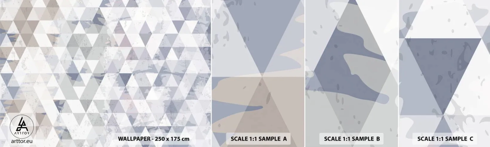 Vzorka Fototapeta Standard Eco - V rytme na tri - Abstrakcia, Kus, Trojuholníky - 100x30 cm