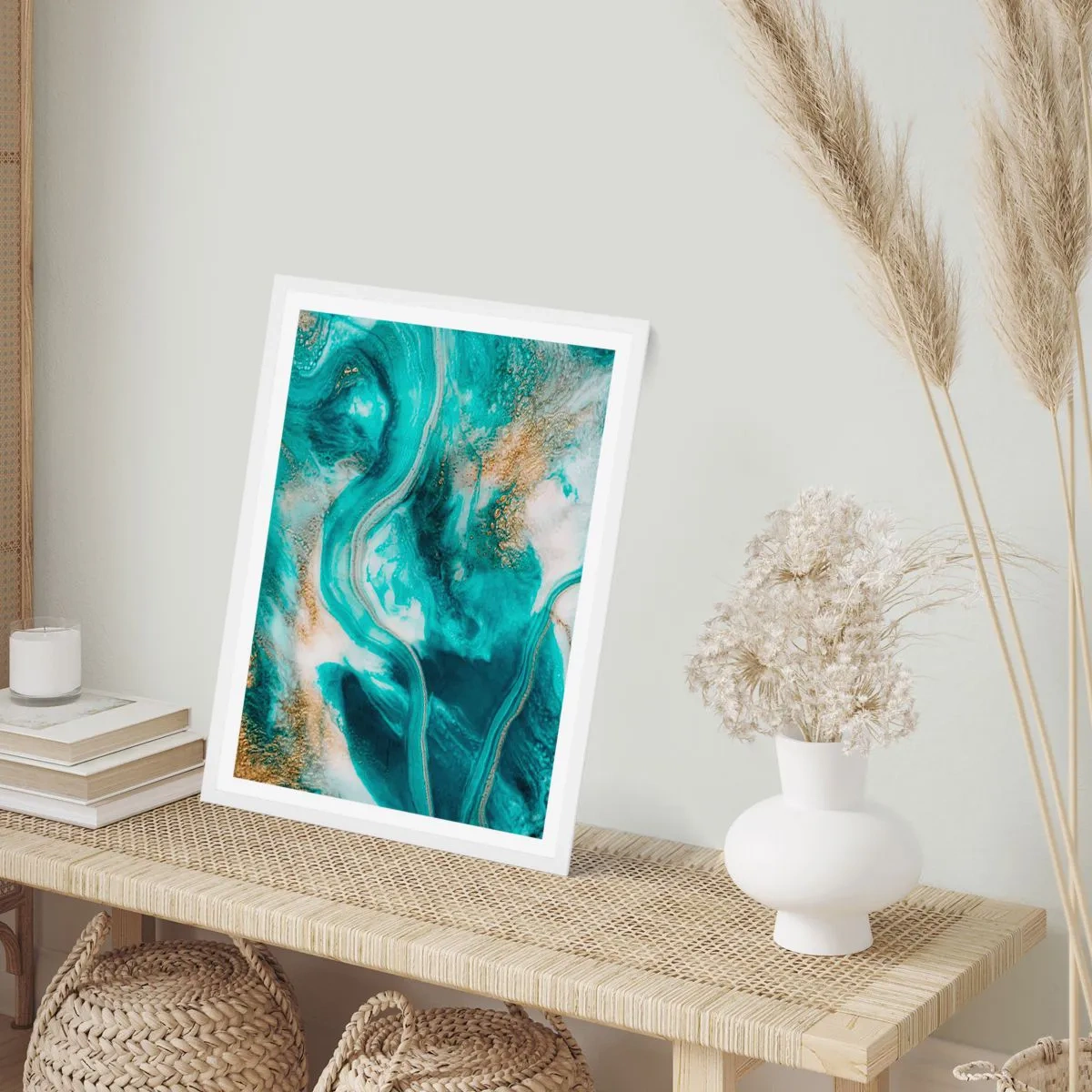 Plagát v bielom ráme - Rieka zlata - 70x100 cm