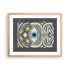 Plagát v ráme zo svetlého duba - Kmeňové rituály - 50x40 cm