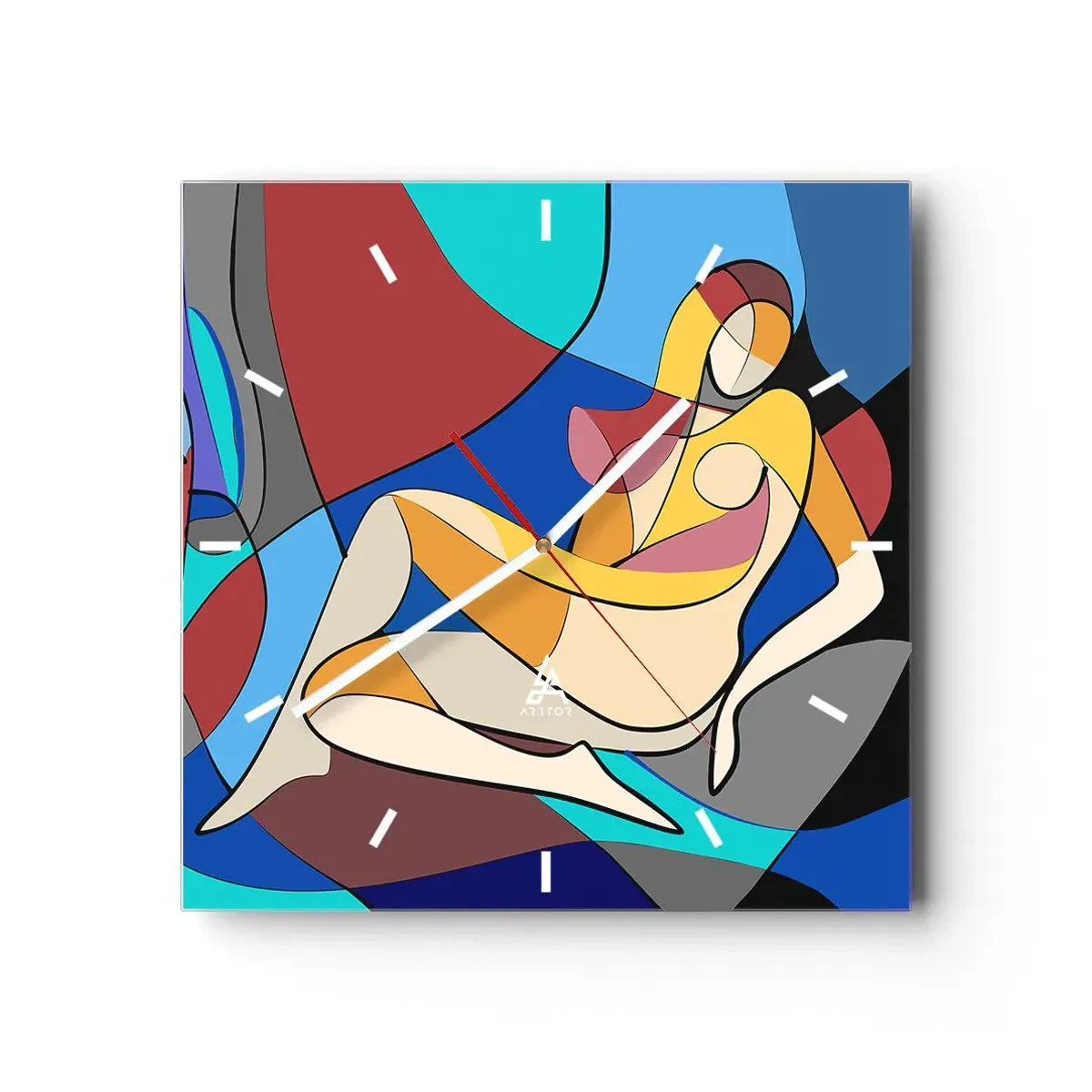 Nástenné hodiny - Kubistický akt - 30x30 cm