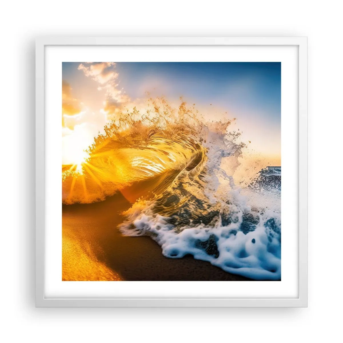 Plagát v bielom ráme - Hra v piesku - 50x50 cm