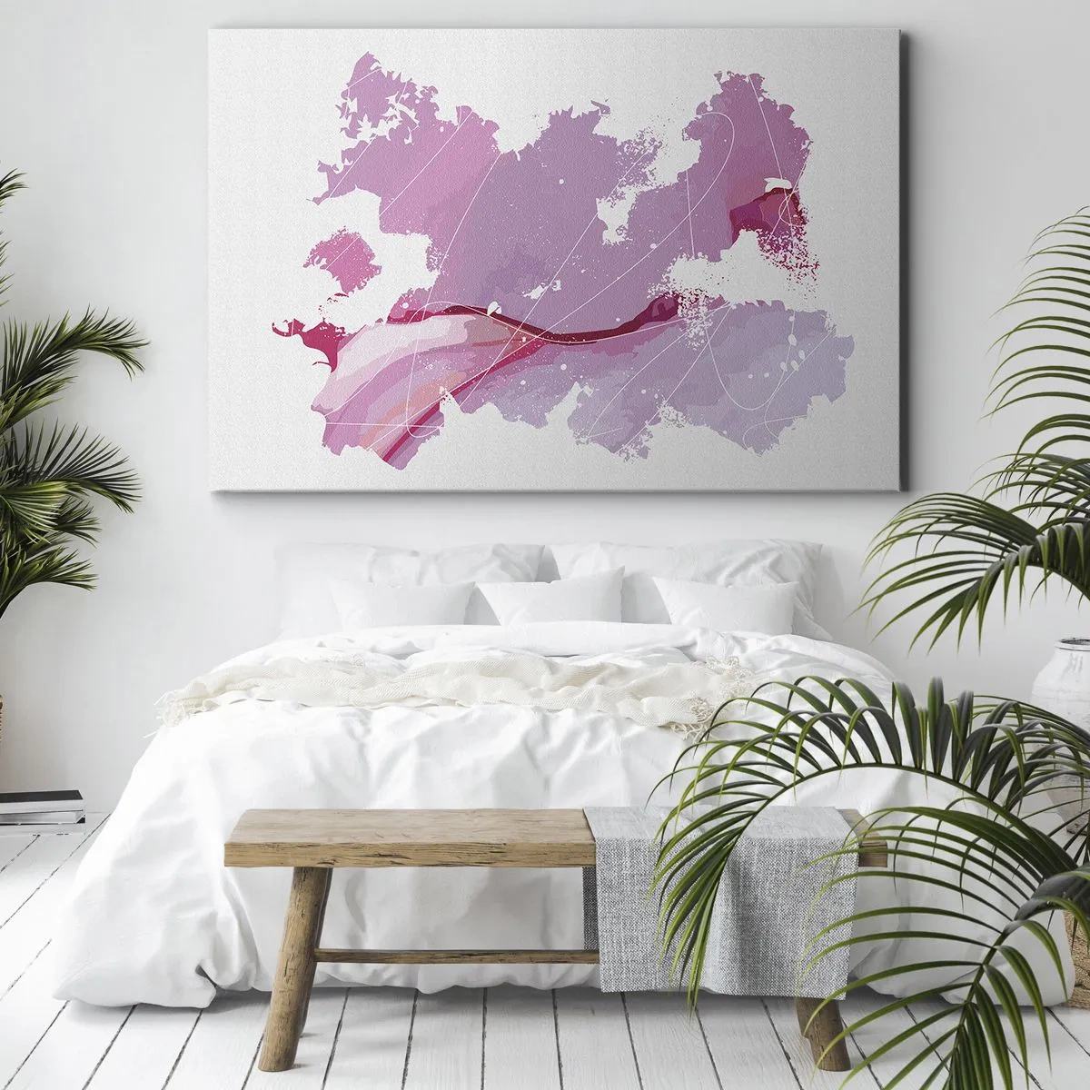Obraz na plátne - Abstraktná mapa sveta v odtieňoch ružovej - 70x50cm - Mapa ružového sveta - Moderná nástenná dekorácia do obývacej izby a spálne ARTTOR
