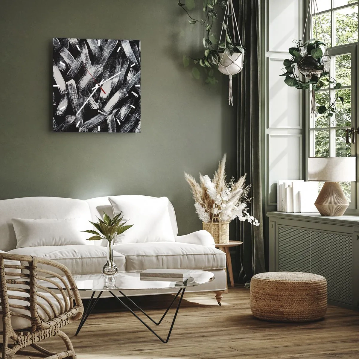 Nástenné hodiny - Abstrakcia v industriálnom duchu - 40x40 cm