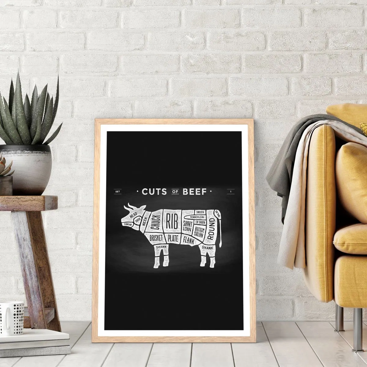 Plagát v ráme zo svetlého duba - Šlabikár mäsiara - 40x50 cm
