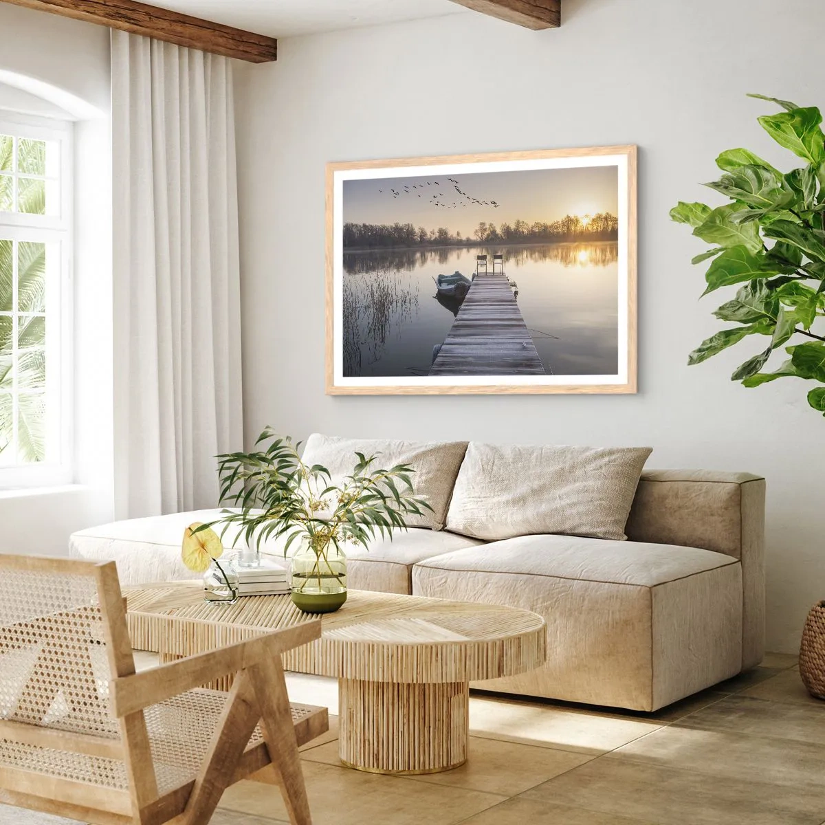 Plagát v ráme zo svetlého duba - Časom sa vrátim - 50x40 cm