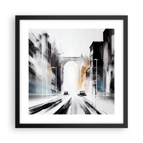 Plagát v čiernom ráme - Štúdia mesta: architektúra a pohyb - 40x40 cm