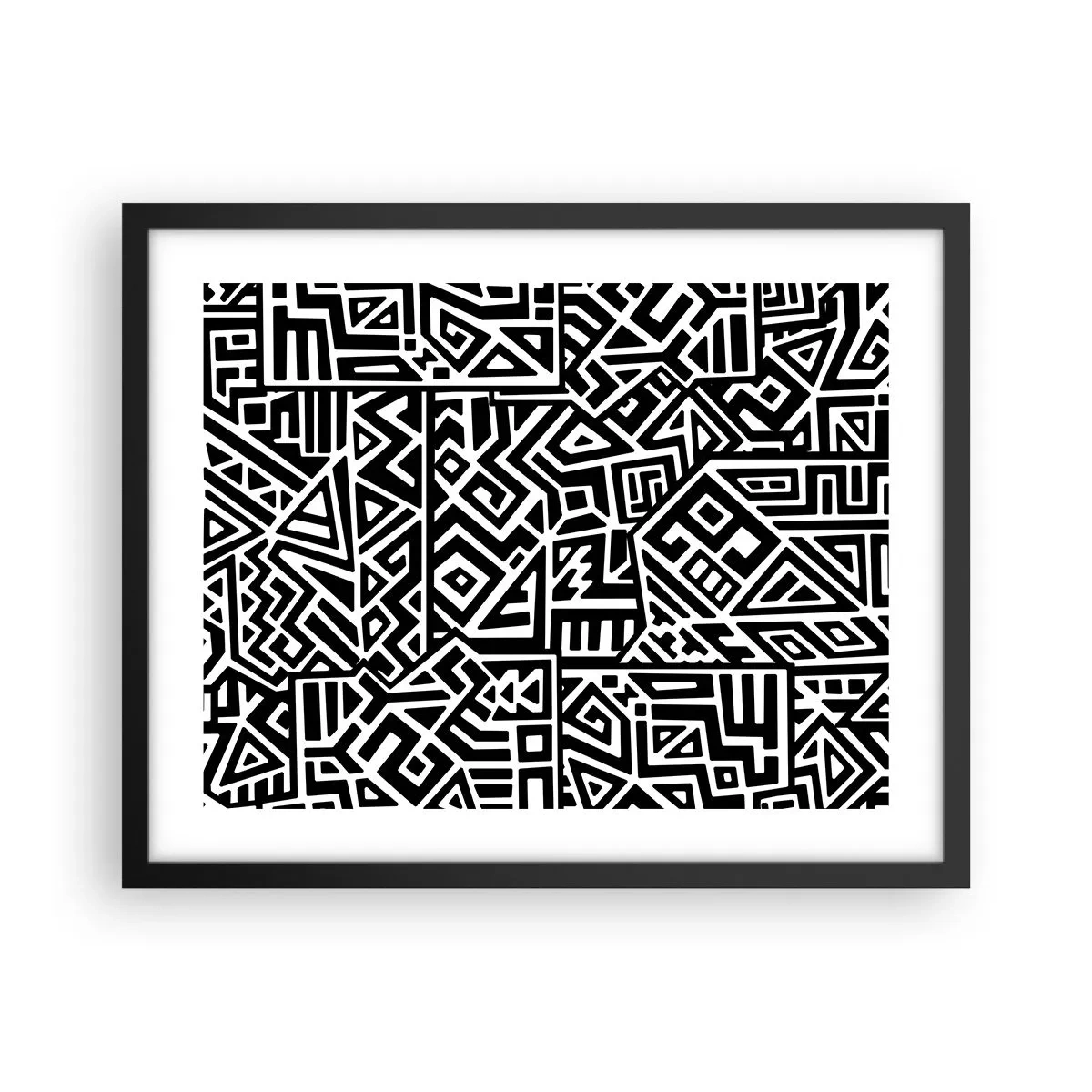Plagát v čiernom ráme - Predkolumbovská kompozícia - 50x40 cm