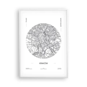 Plagát v bielom ráme - Anatómia Krakova - 70x100 cm